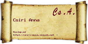 Csiri Anna névjegykártya